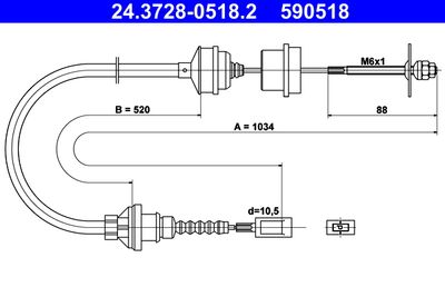 Cable Pull, clutch control ATE 24.3728-0518.2