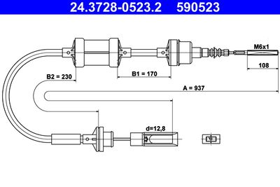 Cable Pull, clutch control ATE 24.3728-0523.2
