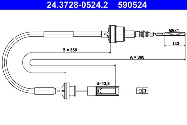 ATE 24.3728-0524.2 Cable Pull, clutch control