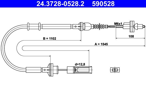 ATE 24.3728-0528.2 Cable Pull, clutch control