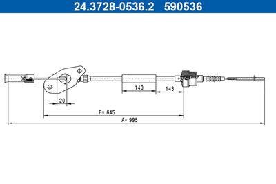 Cable Pull, clutch control ATE 24.3728-0536.2