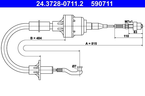 ATE 24.3728-0711.2 Cable Pull, clutch control