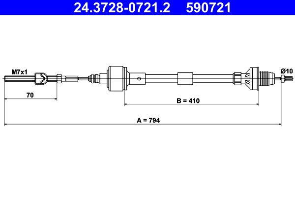 ATE 24.3728-0721.2 Cable Pull, clutch control