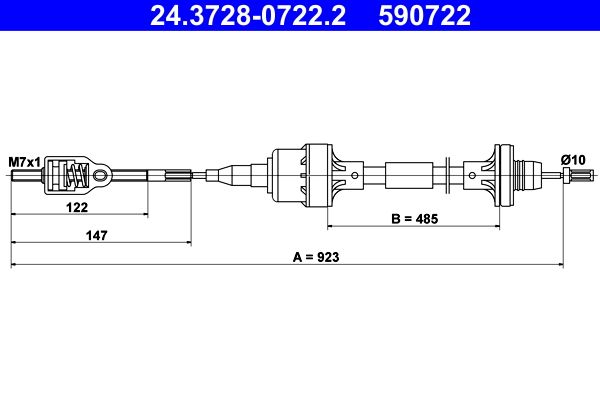 ATE 24.3728-0722.2 Cable Pull, clutch control