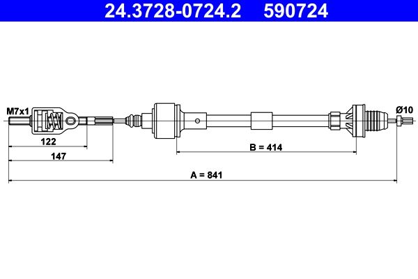 ATE 24.3728-0724.2 Cable Pull, clutch control