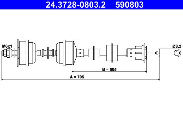 ATE 24.3728-0803.2 Cable Pull, clutch control