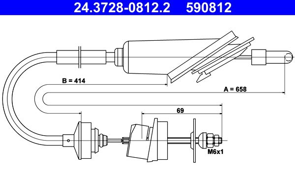 ATE 24.3728-0812.2 Cable Pull, clutch control