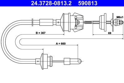 Cable Pull, clutch control ATE 24.3728-0813.2