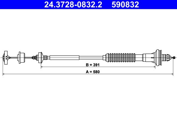 ATE 24.3728-0832.2 Cable Pull, clutch control