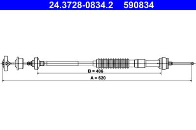 Cable Pull, clutch control ATE 24.3728-0834.2