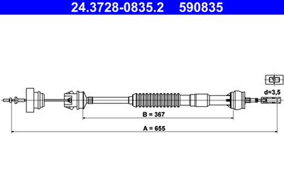 Cable Pull, clutch control ATE 24.3728-0835.2
