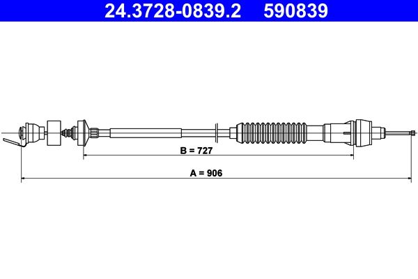 ATE 24.3728-0839.2 Cable Pull, clutch control