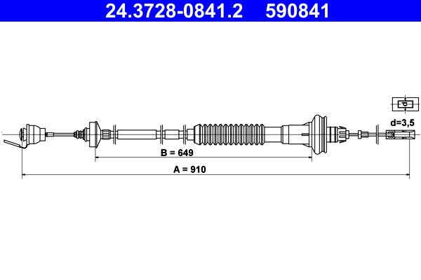 ATE 24.3728-0841.2 Cable Pull, clutch control