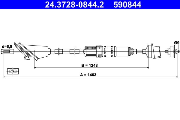 ATE 24.3728-0844.2 Cable Pull, clutch control