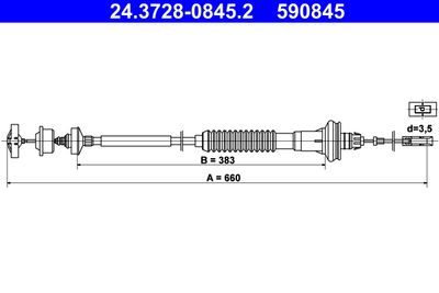 Cable Pull, clutch control ATE 24.3728-0845.2
