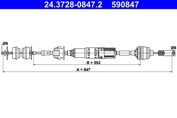 ATE 24.3728-0847.2 Cable Pull, clutch control