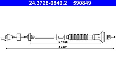 Cable Pull, clutch control ATE 24.3728-0849.2