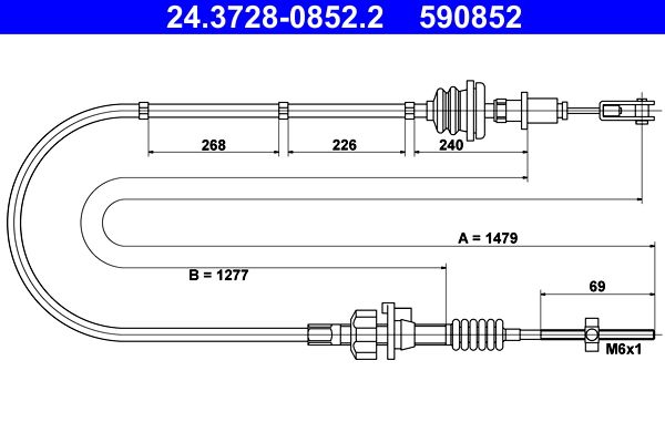 ATE 24.3728-0852.2 Cable Pull, clutch control
