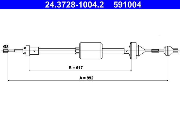ATE 24.3728-1004.2 Cable Pull, clutch control