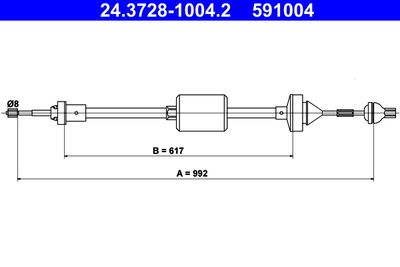 Cable Pull, clutch control ATE 24.3728-1004.2