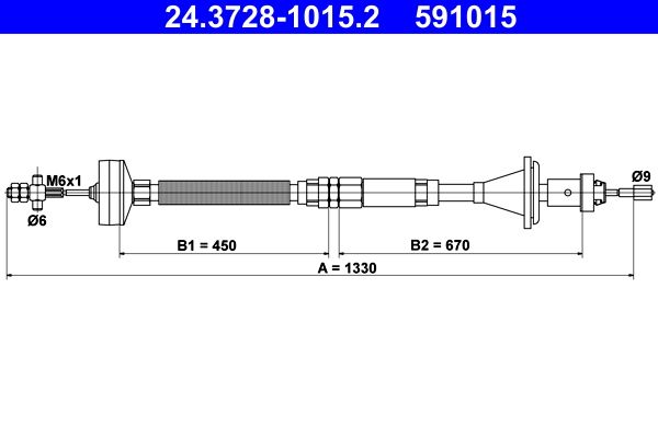 ATE 24.3728-1015.2 Cable Pull, clutch control