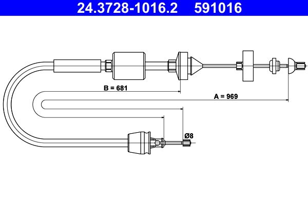 ATE 24.3728-1016.2 Cable Pull, clutch control