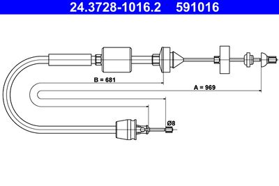 Cable Pull, clutch control ATE 24.3728-1016.2
