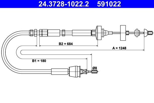 ATE 24.3728-1022.2 Cable Pull, clutch control