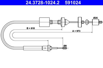 Cable Pull, clutch control ATE 24.3728-1024.2
