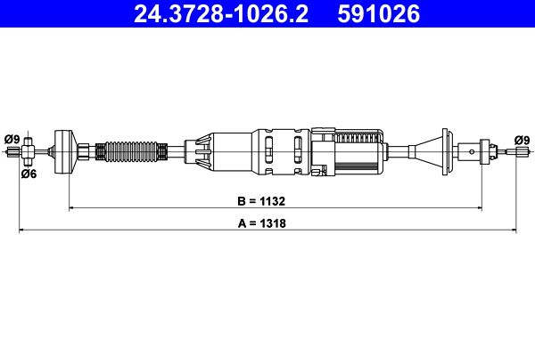 ATE 24.3728-1026.2 Cable Pull, clutch control
