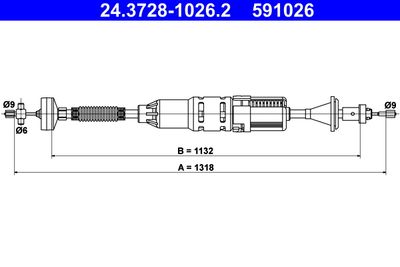 Cable Pull, clutch control ATE 24.3728-1026.2