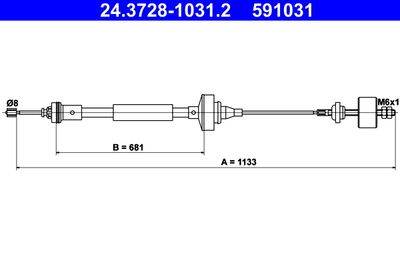 Cable Pull, clutch control ATE 24.3728-1031.2