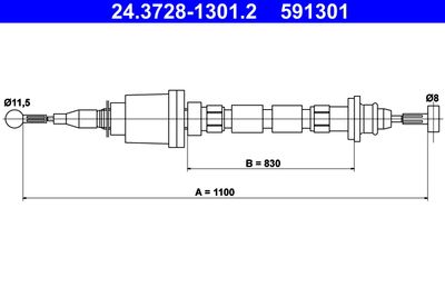 Cable Pull, clutch control ATE 24.3728-1301.2