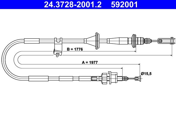 ATE 24.3728-2001.2 Cable Pull, clutch control