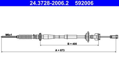 Cable Pull, clutch control ATE 24.3728-2006.2