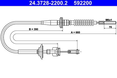 Cable Pull, clutch control ATE 24.3728-2200.2