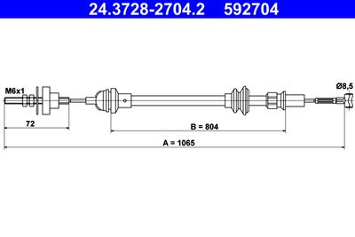 Cable Pull, clutch control ATE 24.3728-2704.2