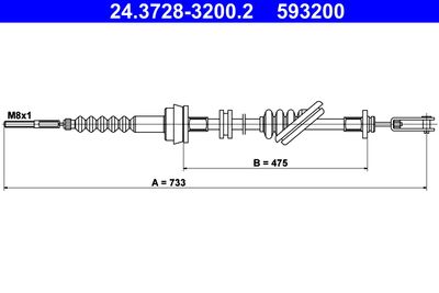 Cable Pull, clutch control ATE 24.3728-3200.2