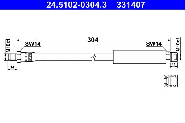 ATE 24.5102-0304.3 Brake Hose