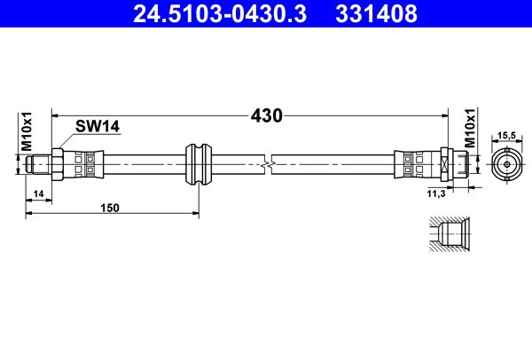 ATE 24.5103-0430.3 Brake Hose