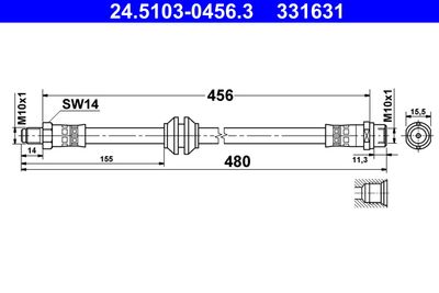 Brake Hose ATE 24.5103-0456.3