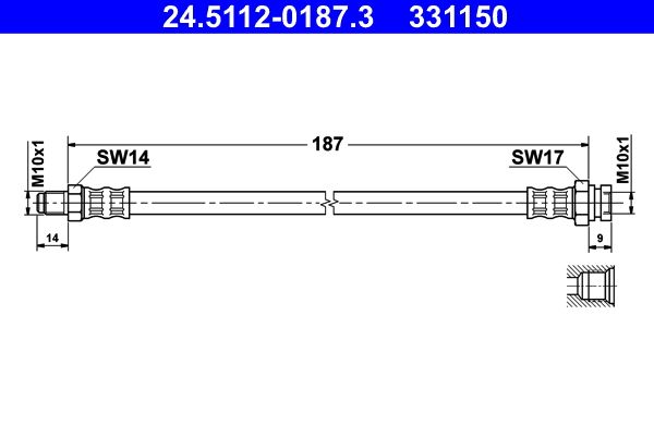 ATE 24.5112-0187.3 Brake Hose