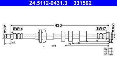 Brake Hose ATE 24.5112-0431.3