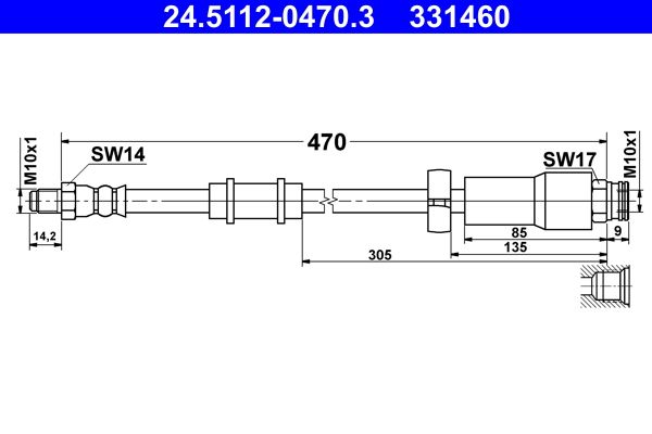 ATE 24.5112-0470.3 Brake Hose