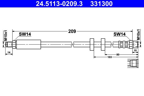 ATE 24.5113-0209.3 Brake Hose