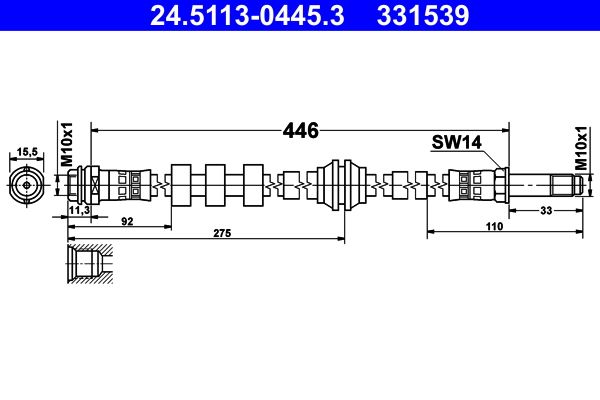 ATE 24.5113-0445.3 Brake Hose