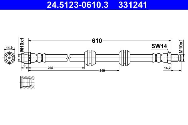 ATE 24.5123-0610.3 Brake Hose