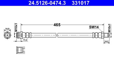 Brake Hose ATE 24.5126-0474.3