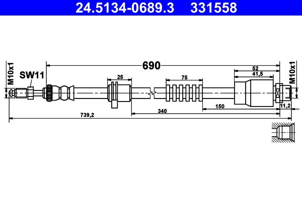 ATE 24.5134-0689.3 Brake Hose