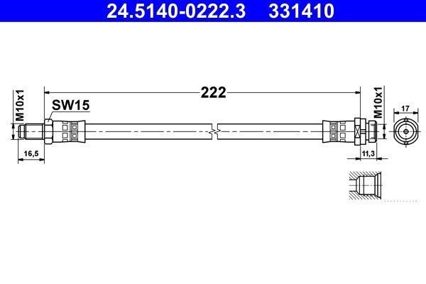 ATE 24.5140-0222.3 Brake Hose